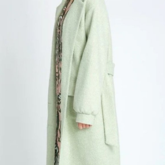NATIVE YOUTH - Textured Single-Breasted Coat, Sage Green, Medium - Picture 7 of 10